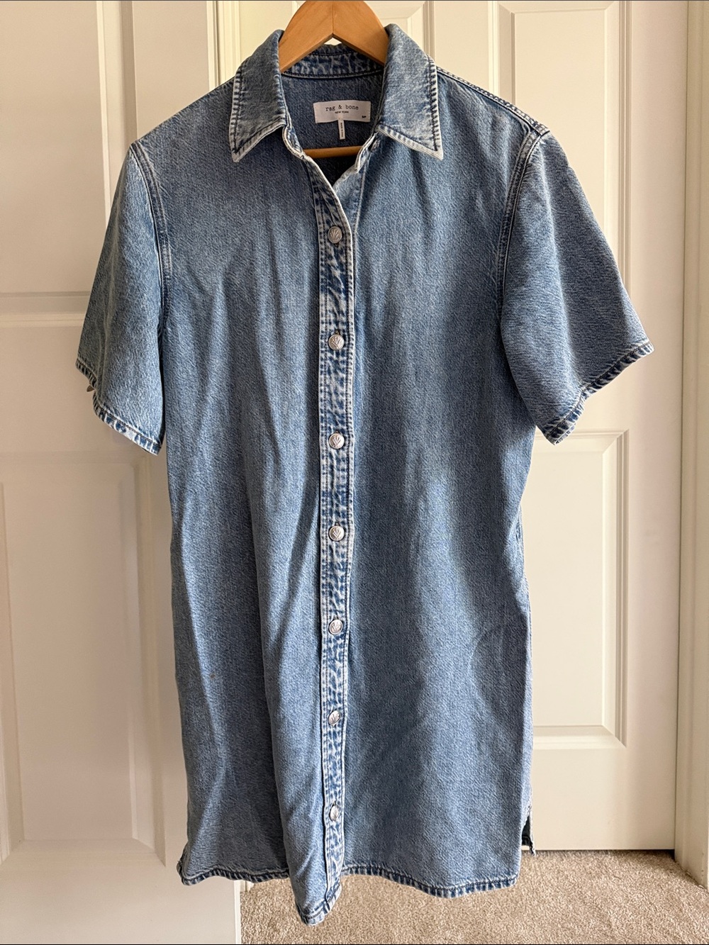 rag & bone Short-Sleeve Denim shirt dress